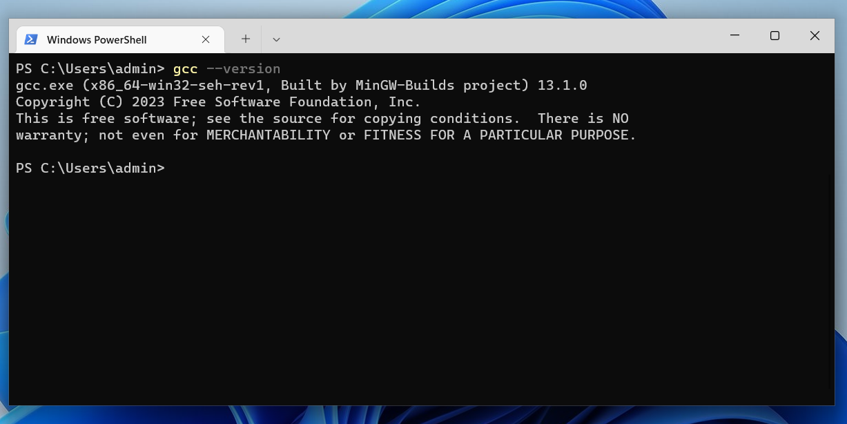 screenshot of the terminal showing output of command